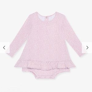 PARZ by Posh Peanut Pastel Orchid Polka Dot Long Sleeve Romper Dress.